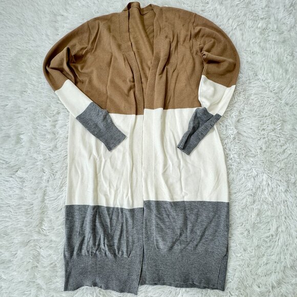 NWOT Amazon Colorblock Open Front Long Cardigan Size XS - Picture 3 of 9